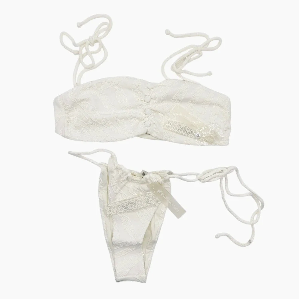 Devon Windsor Rylie Top Reign Bottom Bikini Set White‎ Zebra XL NWT